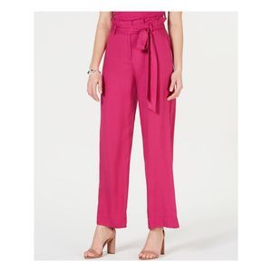 Lucy Paris Fuchsia High-Waisted Tie-Waist Trousers